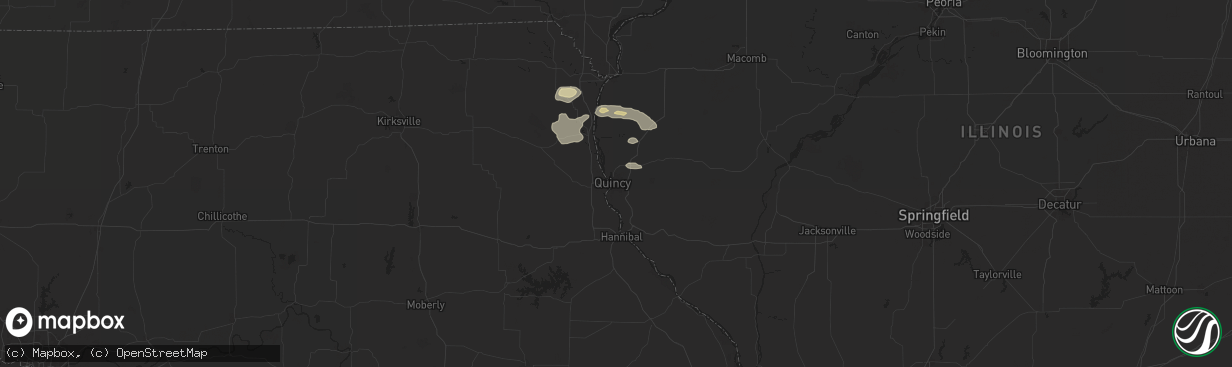 Hail map in Quincy, IL on October 4, 2024