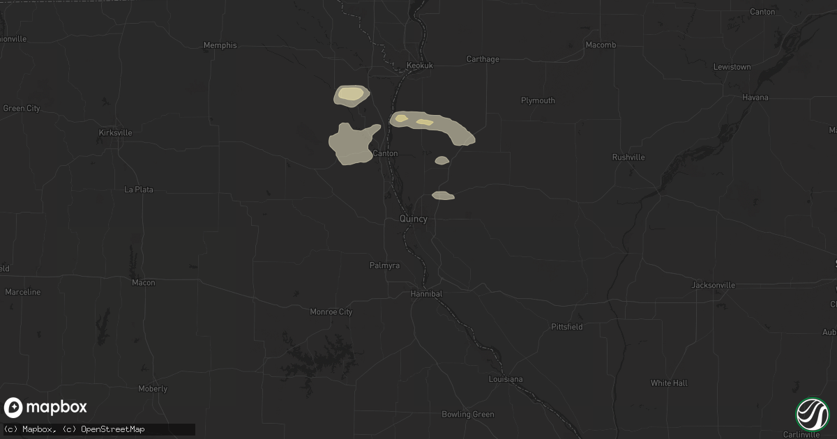 Hail map in Quincy, IL on October 4, 2024