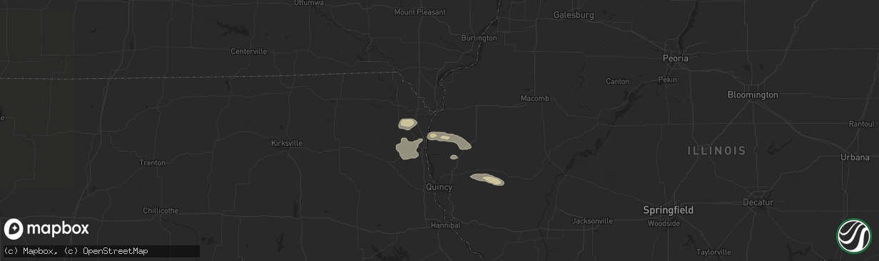 Hail map in Warsaw, IL on October 4, 2024