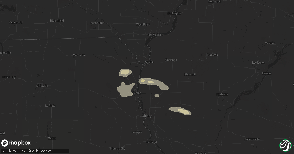 Hail map in Warsaw, IL on October 4, 2024
