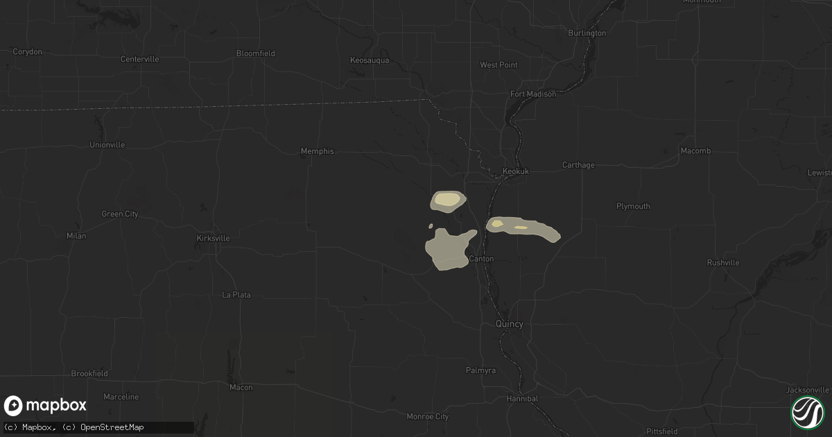 Hail map in Williamstown, MO on October 4, 2024