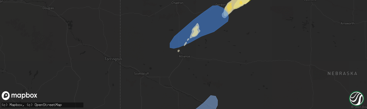 Hail map in Alliance, NE on October 4, 2025