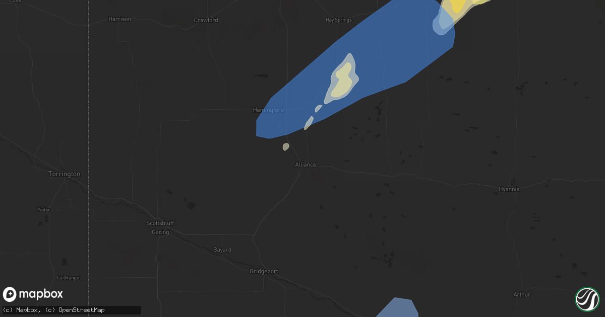 Hail map in Alliance, NE on October 4, 2025
