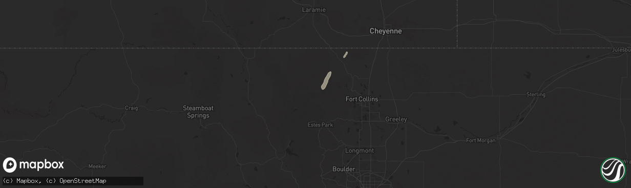 Hail map in Bellvue, CO on October 4, 2025