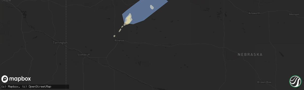 Hail map in Bingham, NE on October 4, 2025