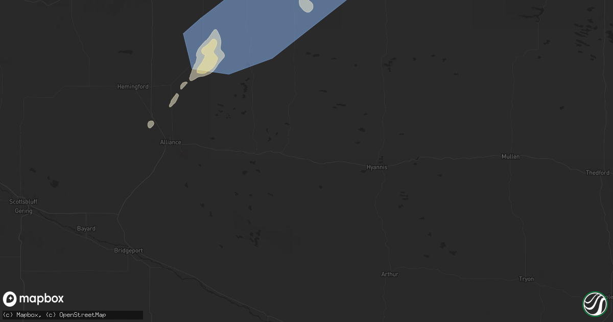 Hail map in Bingham, NE on October 4, 2025
