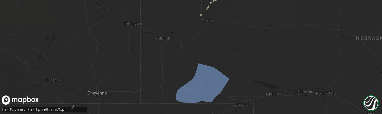 Hail map in Bridgeport, NE on October 4, 2025