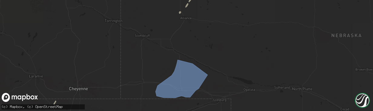 Hail map in Broadwater, NE on October 4, 2025