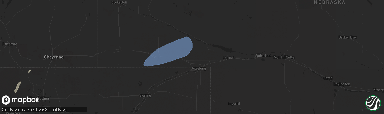 Hail map in Chappell, NE on October 4, 2025