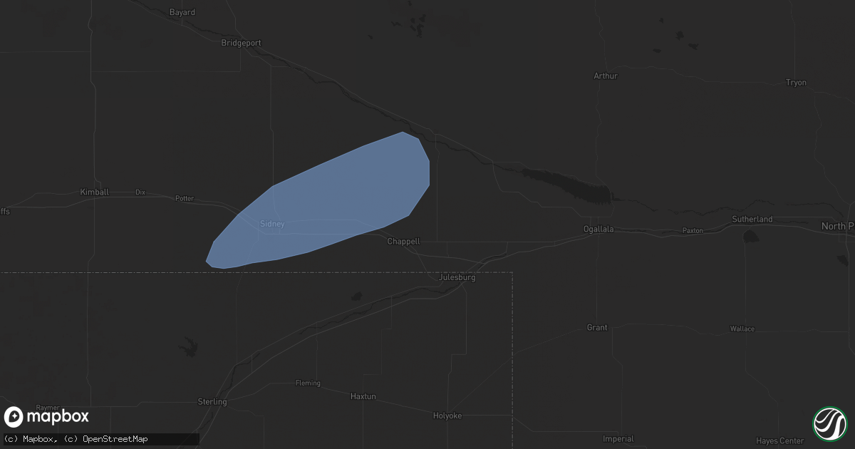 Hail map in Chappell, NE on October 4, 2025