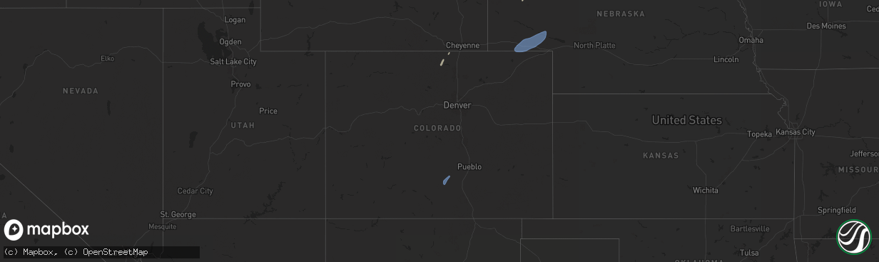 Hail map in Colorado on October 4, 2025