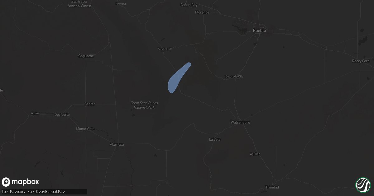 Hail map in Gardner, CO on October 4, 2025