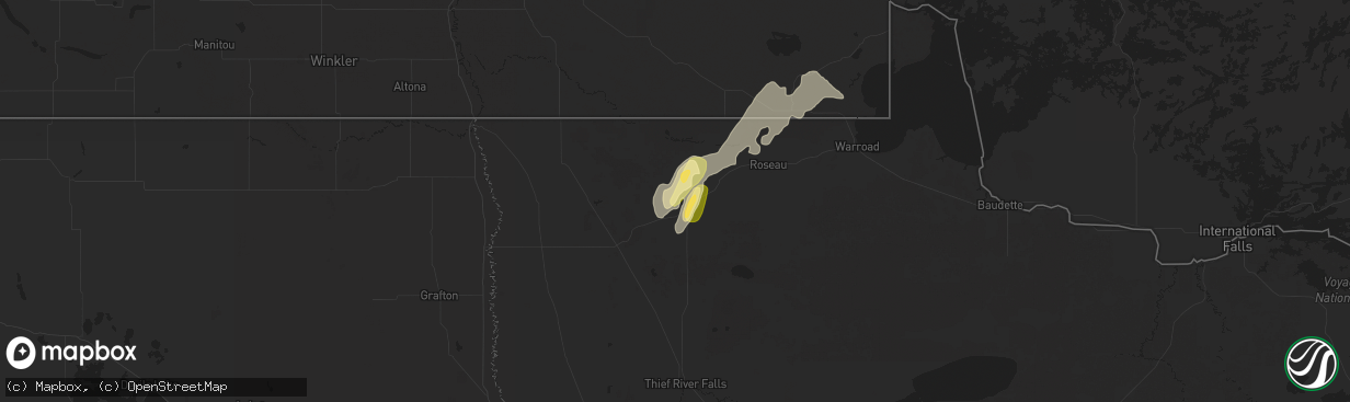 Hail map in Greenbush, MN on October 4, 2025