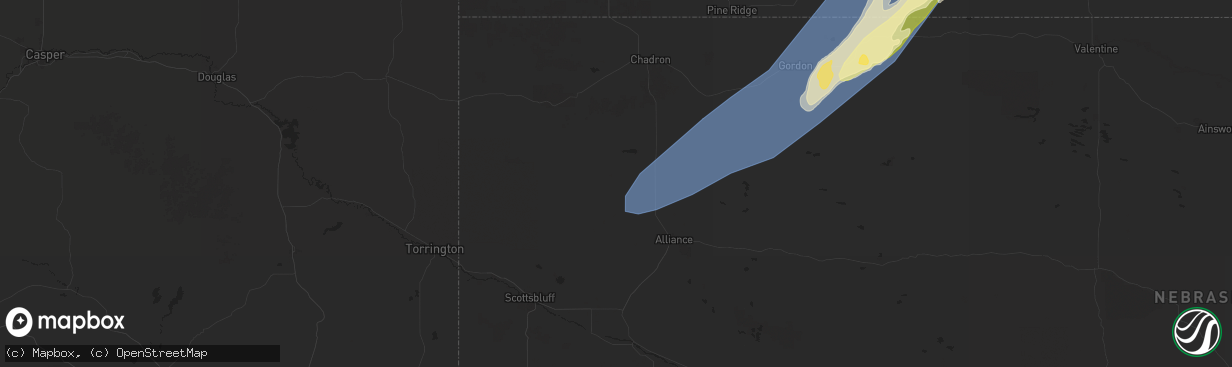 Hail map in Hemingford, NE on October 4, 2025