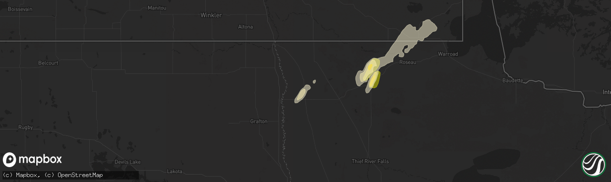 Hail map in Kennedy, MN on October 4, 2025
