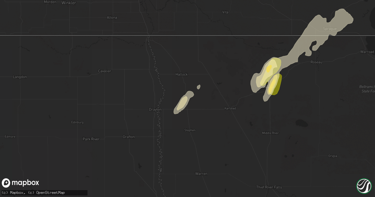 Hail map in Kennedy, MN on October 4, 2025