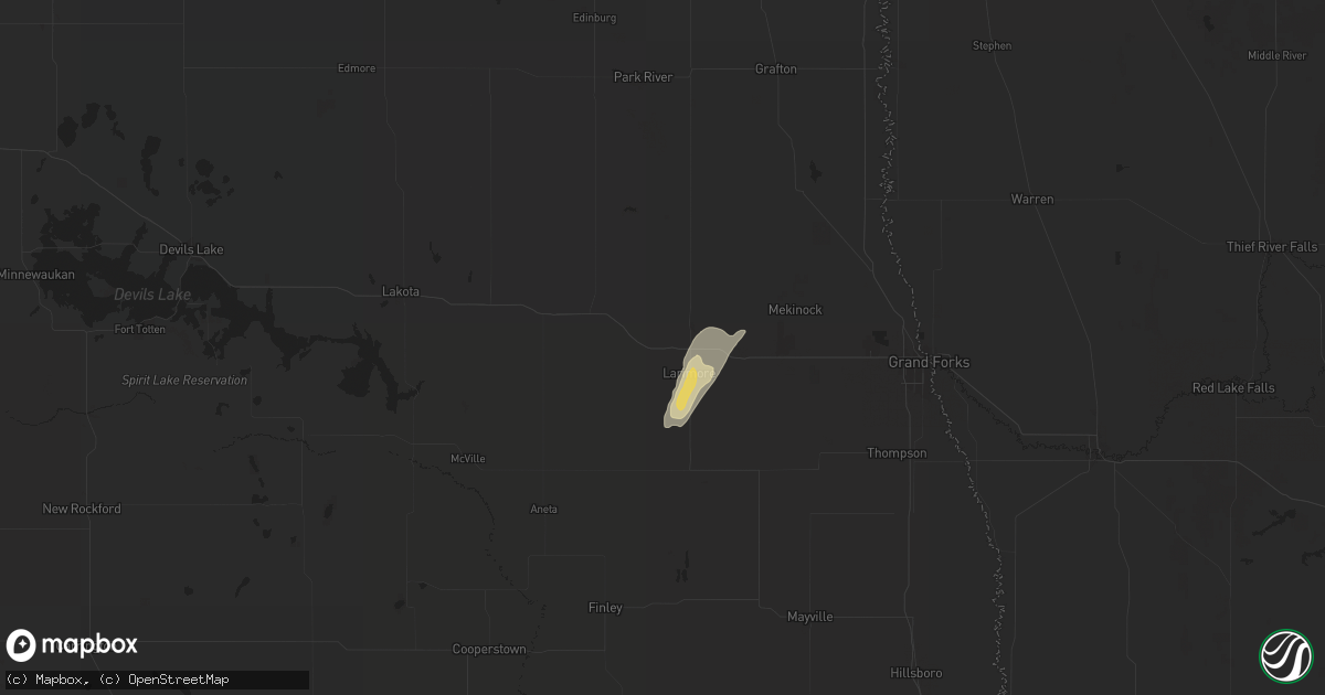 Hail map in Larimore, ND on October 4, 2025