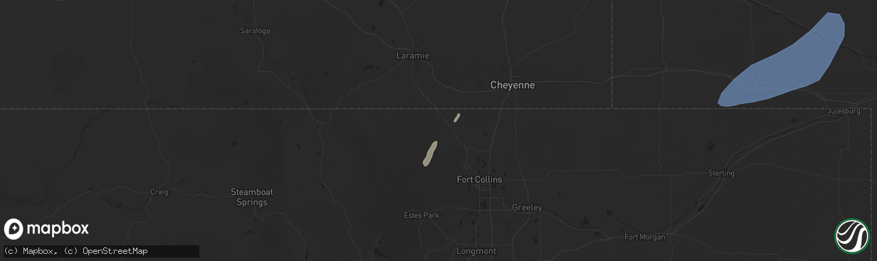 Hail map in Livermore, CO on October 4, 2025
