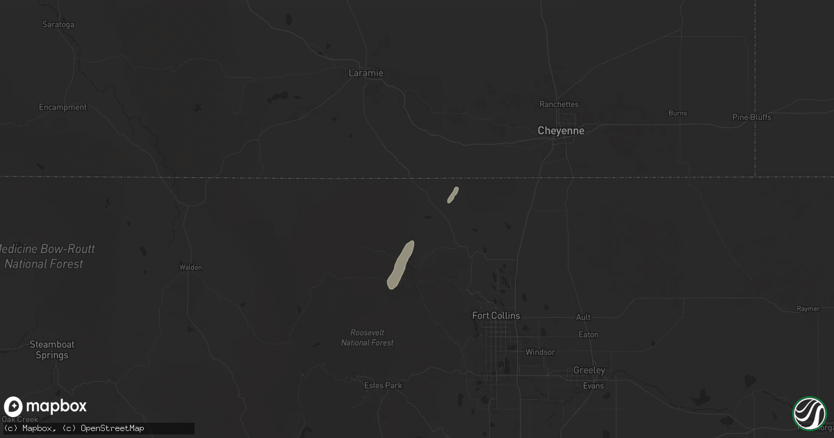 Hail map in Livermore, CO on October 4, 2025