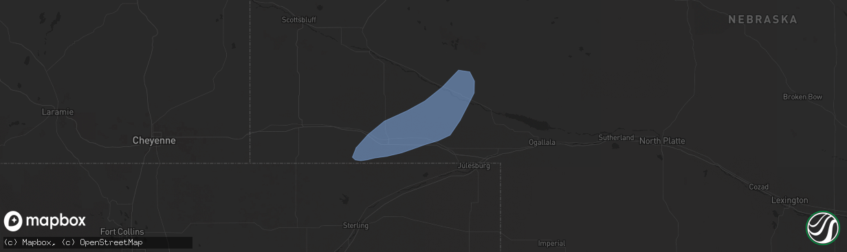 Hail map in Lodgepole, NE on October 4, 2025