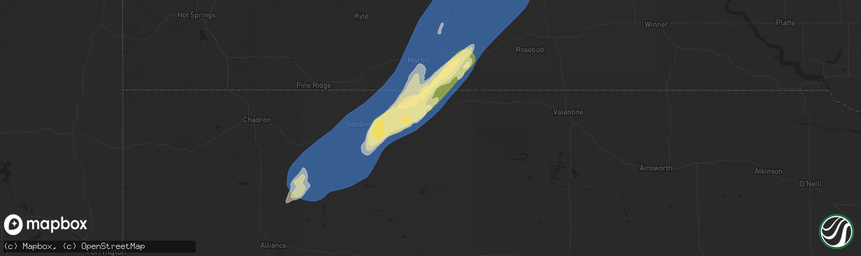 Hail map in Merriman, NE on October 4, 2025