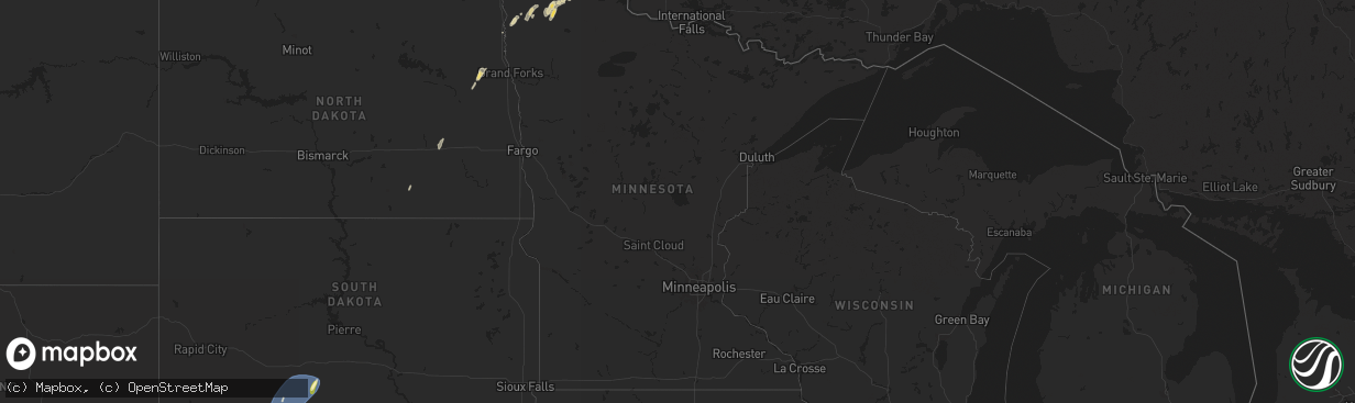 Hail map in Minnesota on October 4, 2025