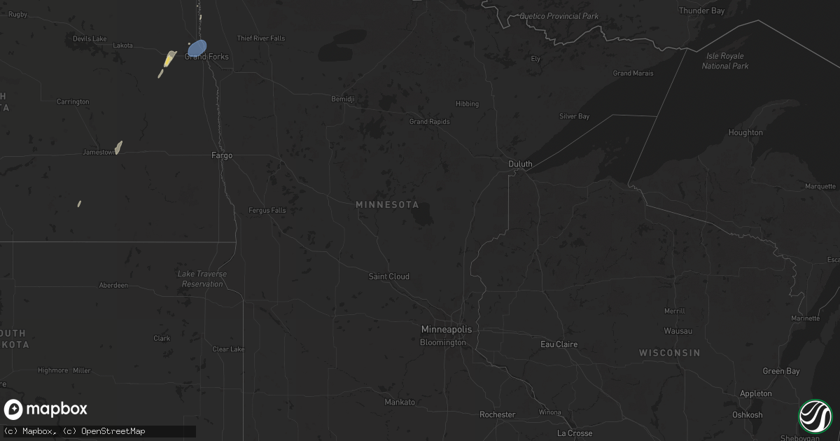 Hail map in Minnesota on October 4, 2025