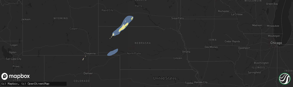 Hail map in Nebraska on October 4, 2025