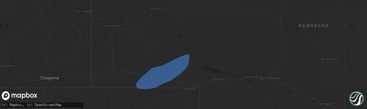 Hail map in Oshkosh, NE on October 4, 2025