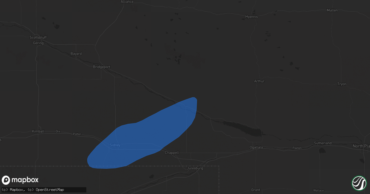 Hail map in Oshkosh, NE on October 4, 2025