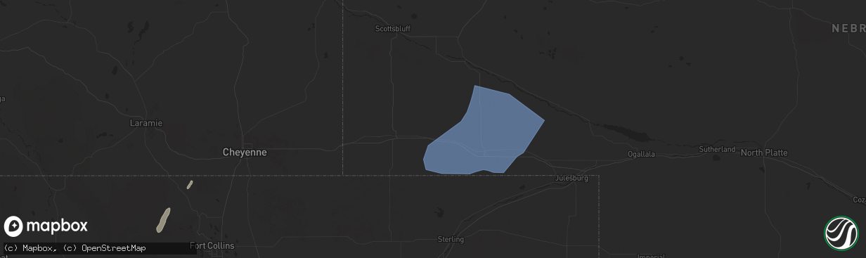 Hail map in Potter, NE on October 4, 2025