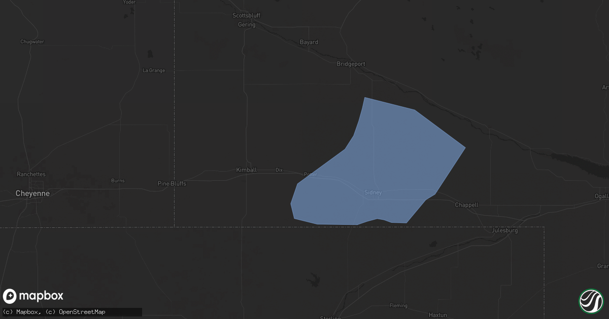 Hail map in Potter, NE on October 4, 2025