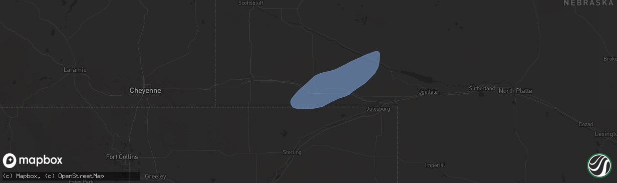 Hail map in Sidney, NE on October 4, 2025