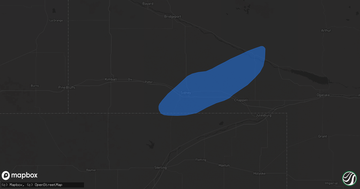 Hail map in Sidney, NE on October 4, 2025