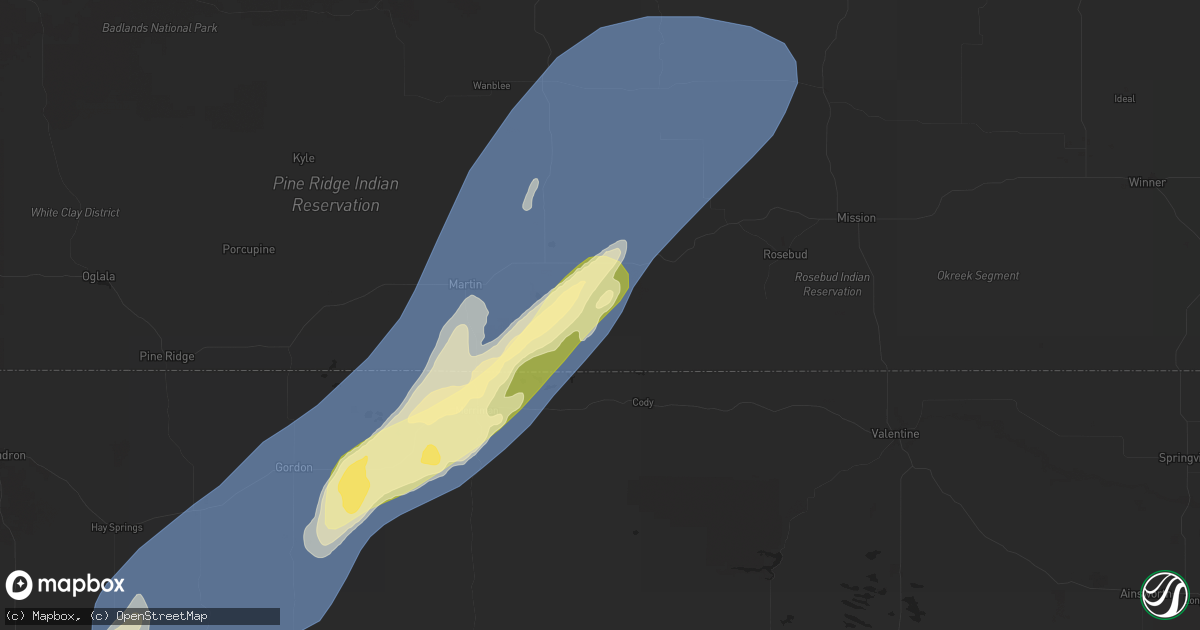 Hail map in Tuthill, SD on October 4, 2025