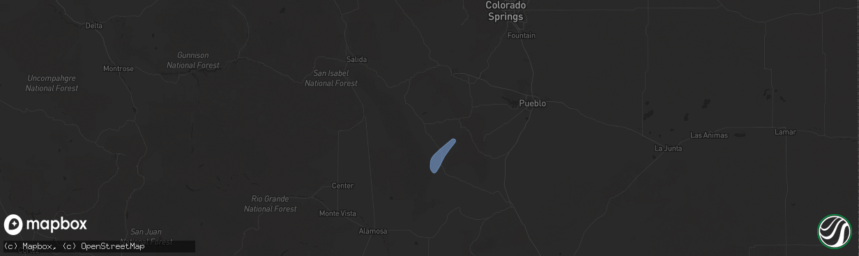 Hail map in Westcliffe, CO on October 4, 2025