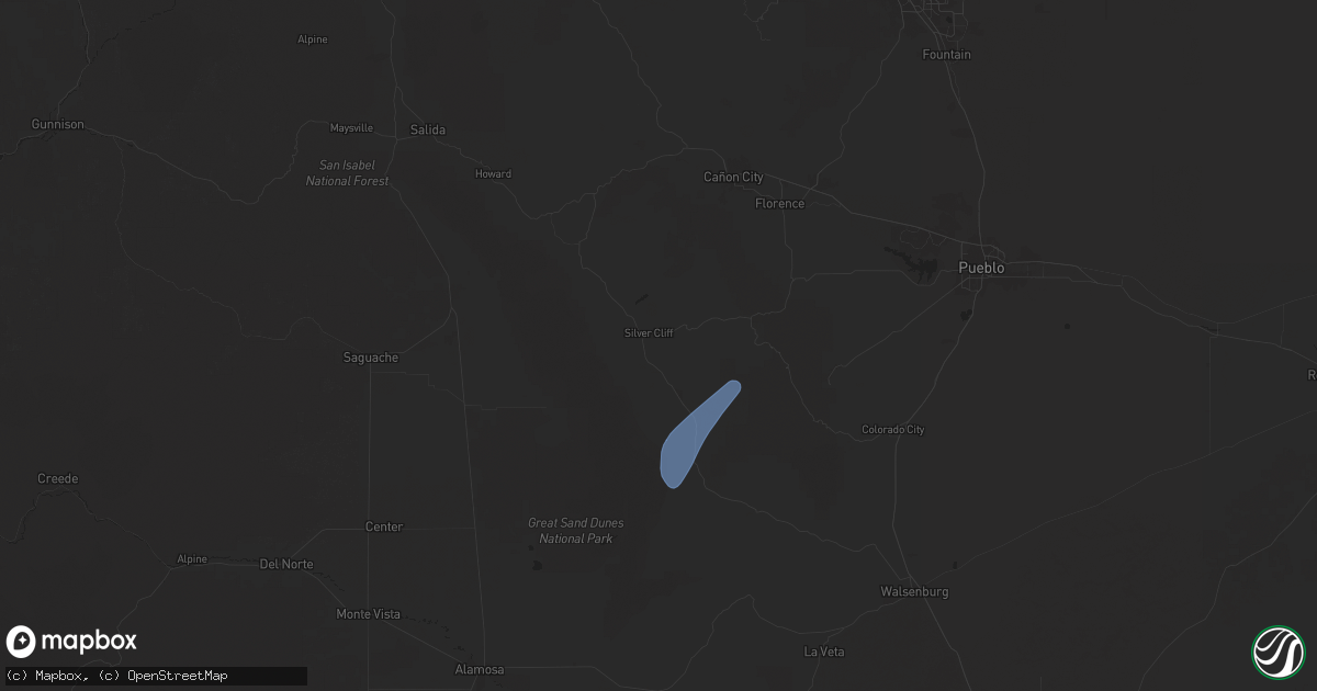 Hail map in Westcliffe, CO on October 4, 2025