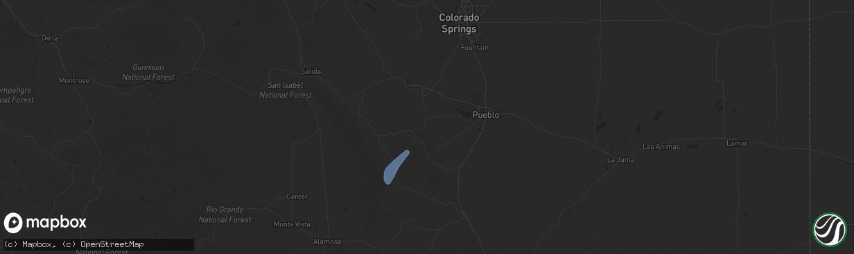 Hail map in Wetmore, CO on October 4, 2025