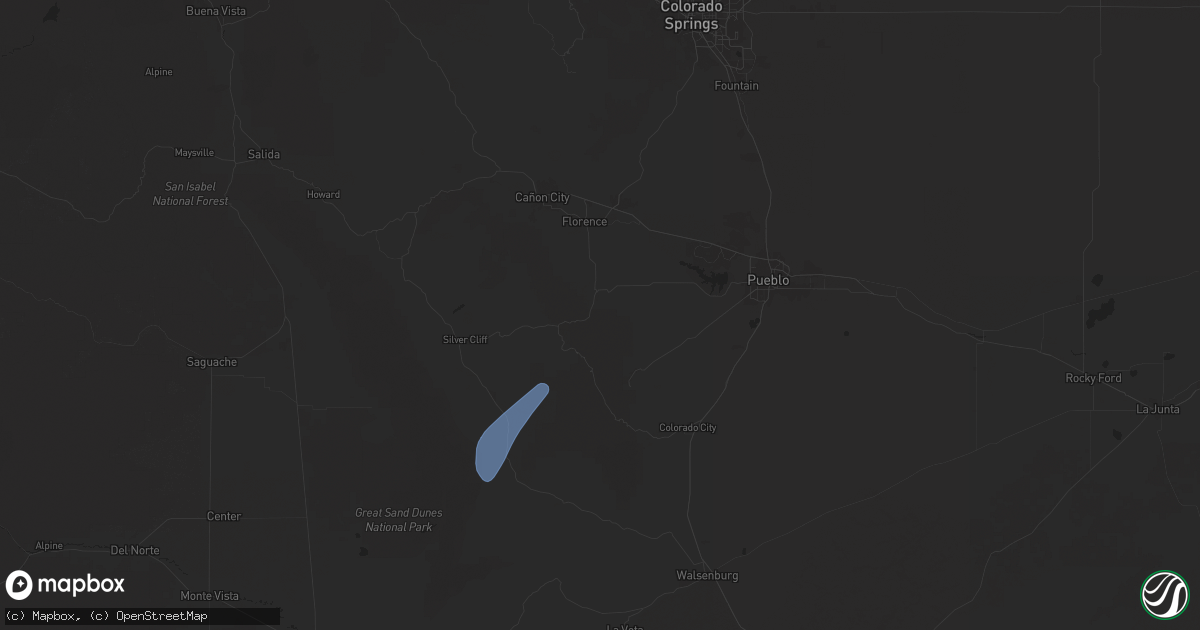 Hail map in Wetmore, CO on October 4, 2025