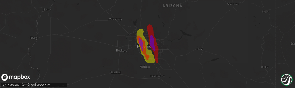 Hail map in Peoria, AZ on October 5, 2010