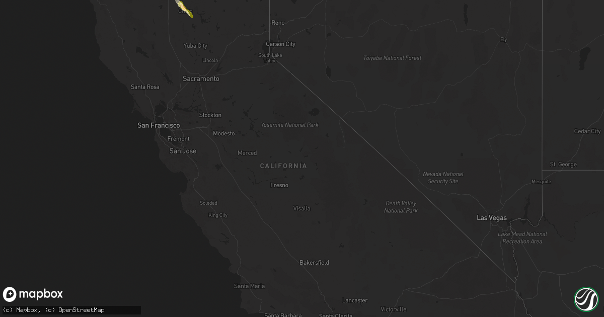 Hail map in California on October 5, 2011