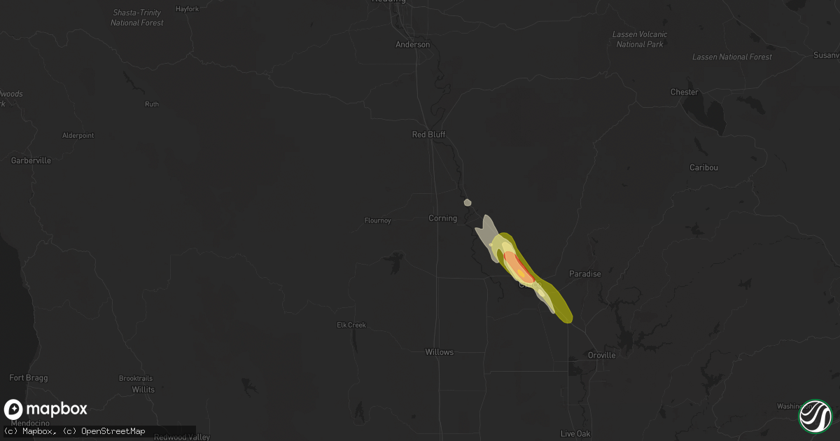 Hail map in Corning, CA on October 5, 2011
