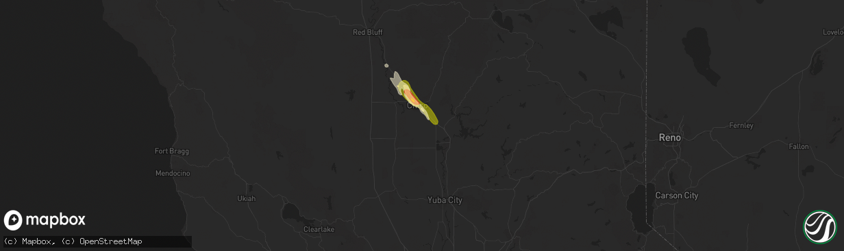 Hail map in Durham, CA on October 5, 2011