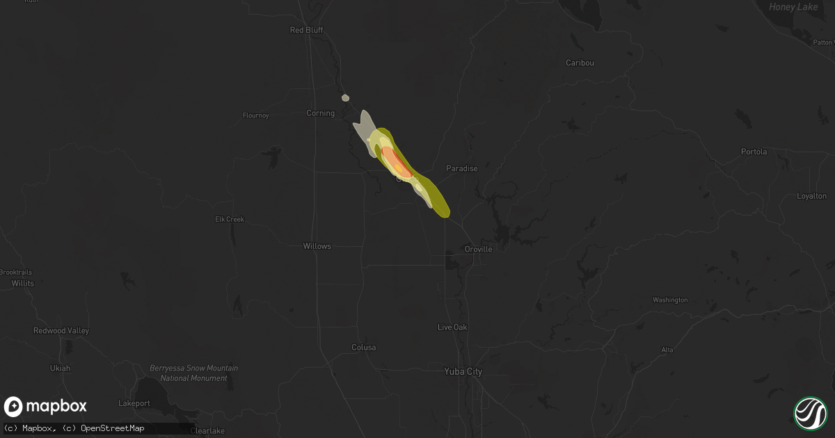 Hail map in Durham, CA on October 5, 2011