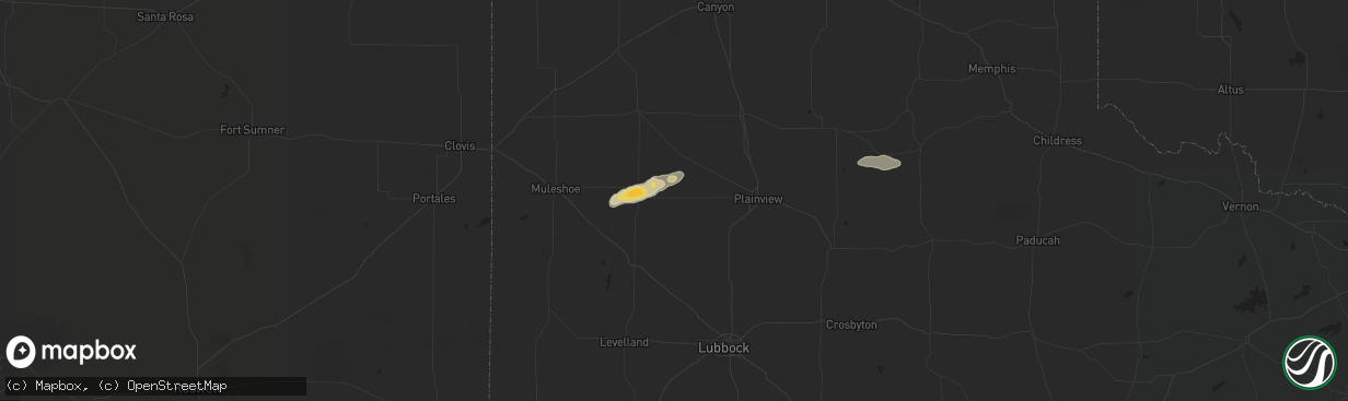 Hail map in Olton, TX on October 5, 2011