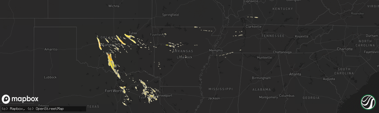 Hail map in Arkansas on October 5, 2014