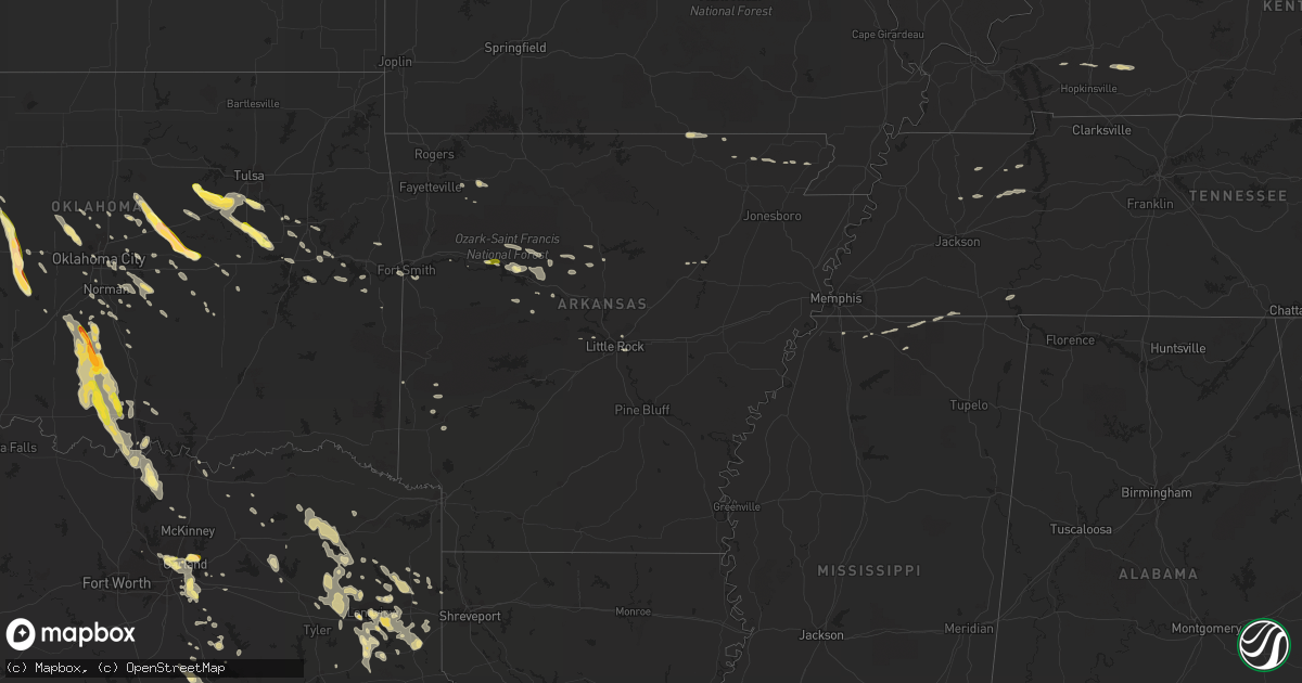 Hail map in Arkansas on October 5, 2014