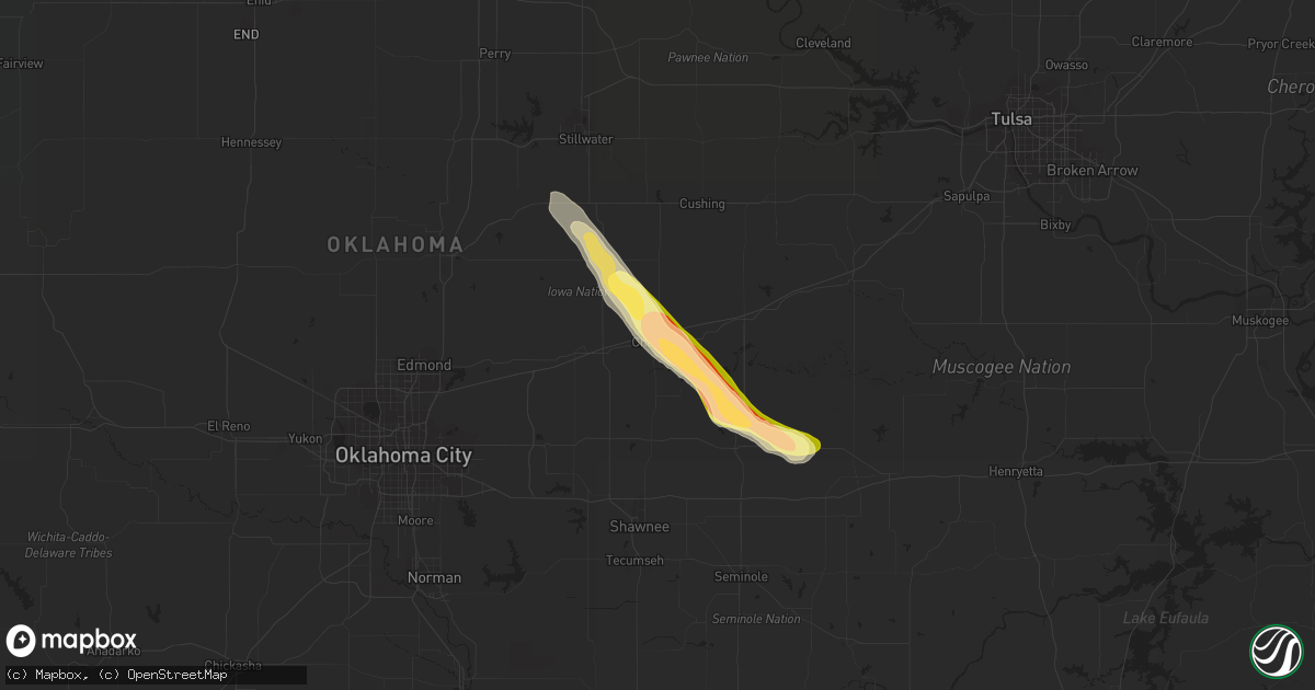 Hail map in Chandler, OK on October 5, 2014
