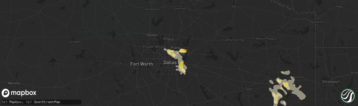 Hail map in Garland, TX on October 5, 2014