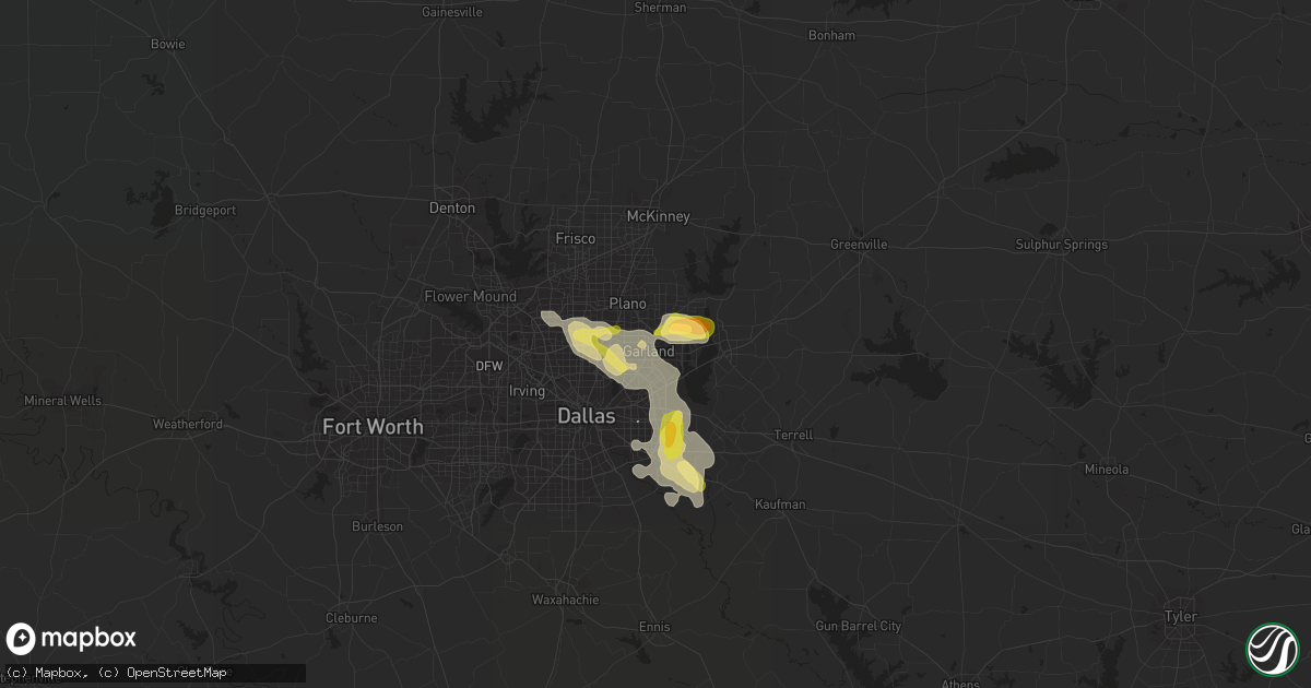Hail map in Garland, TX on October 5, 2014